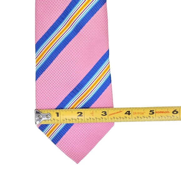 Charles Tyrwhitt Neck Tie Mens 3.25x58" Pink Blue 100% Silk London Striped - Picture 5 of 7